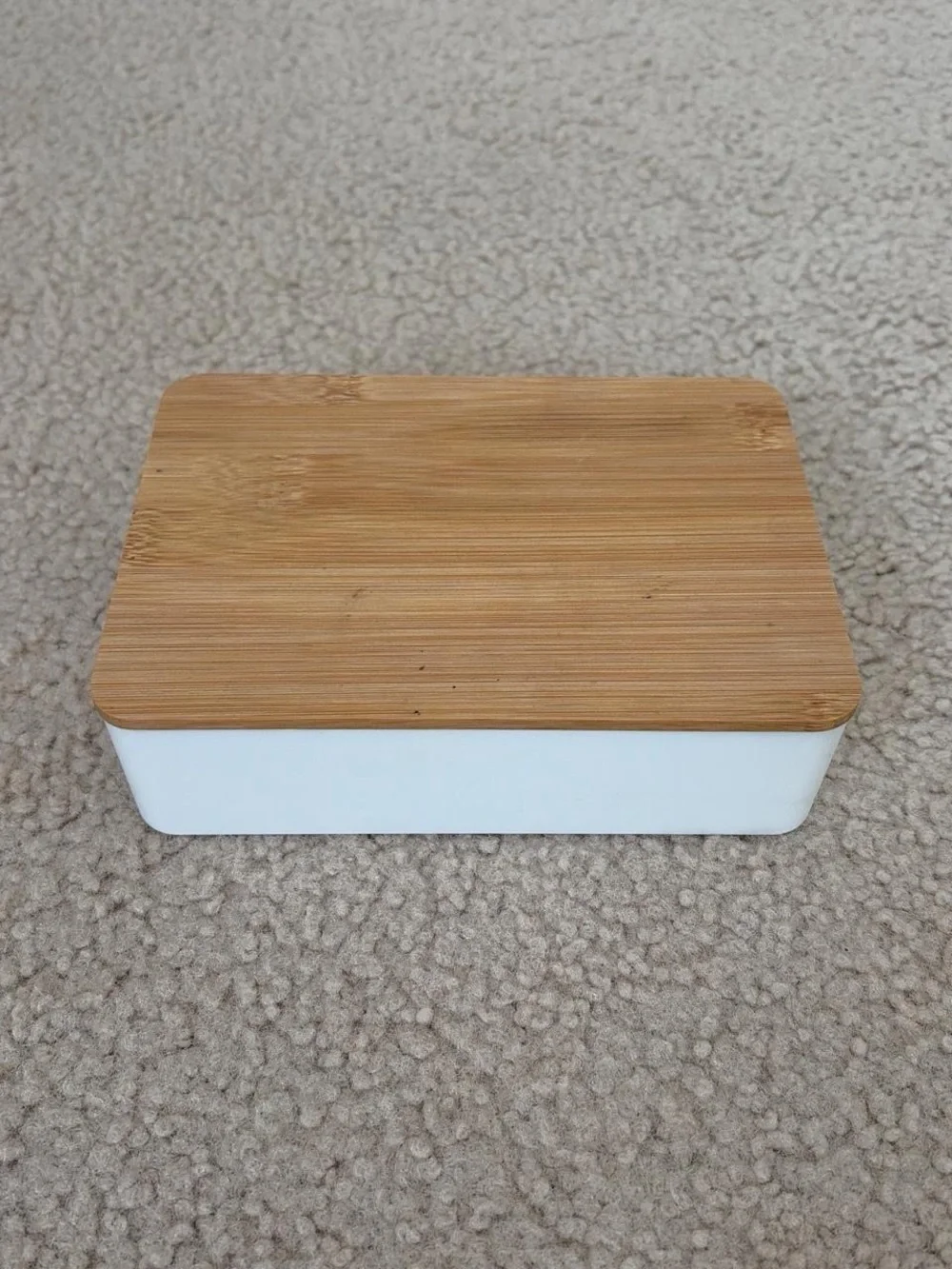 Bamboo Mirror Jewelry Organizer Box in White